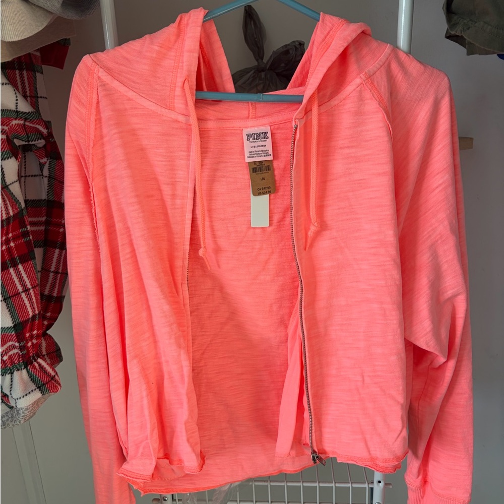 Neon Pink Zip-Up Hoodie